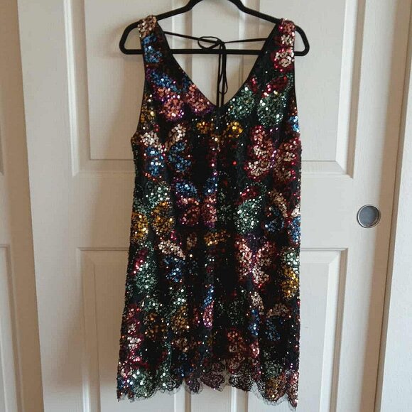 Free People | Butterfly Sequined Mini Dress - Picture 1 of 11
